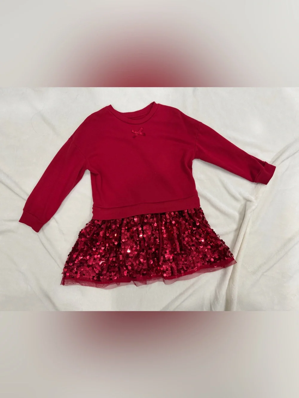 wonder nation Red Sequin Skirt Sweatshirt Dress